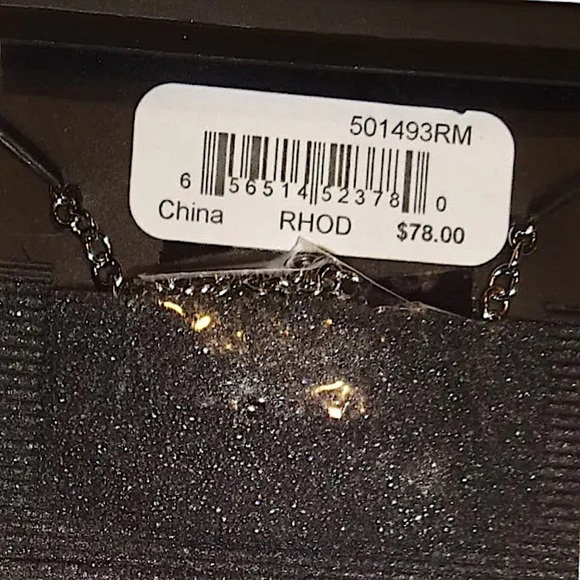 $78 Rebecca Minkoff Double Tusk Pendant Necklace Lobster Clasp Velvet Snap Pouch - Picture 5 of 9